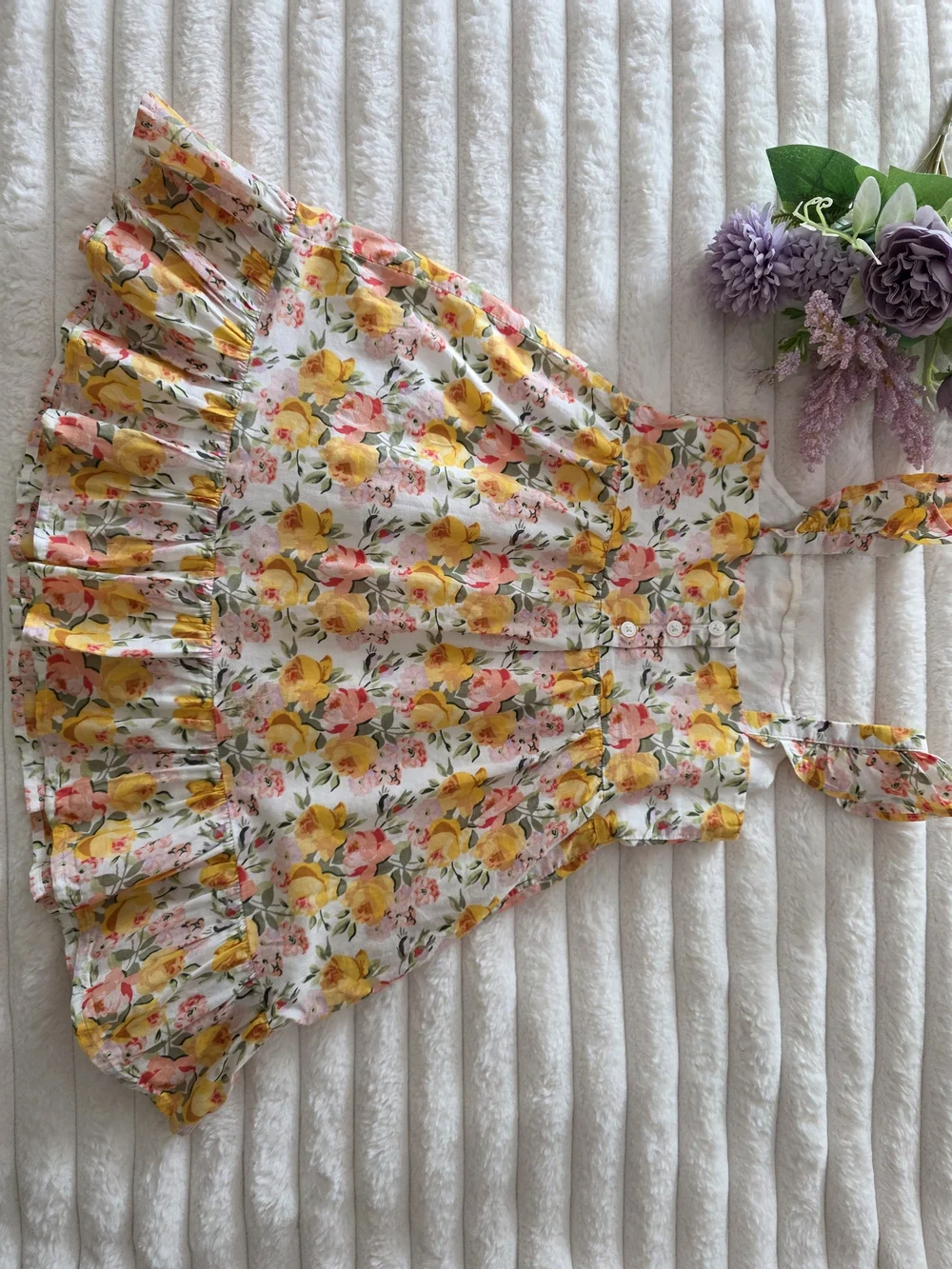 Janie and Jack Yellow & Peach Floral Ruffle Sundress Size 4